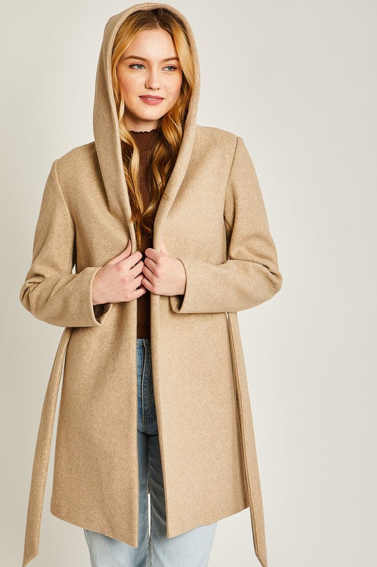 Coats: JQ Fleece Belted Hoodie Coat