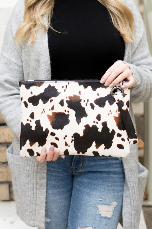 Handbags: Cow Print Oversized Everyday Clutch