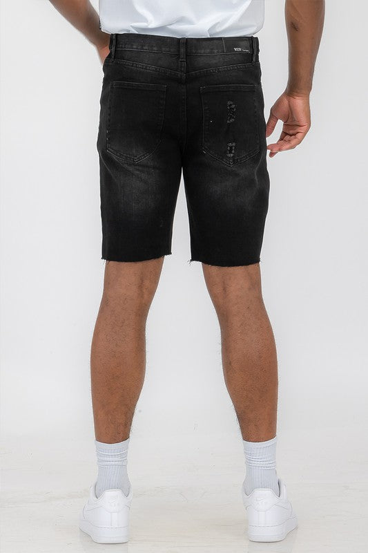 Weiv Mens Distressed Denim Shorts