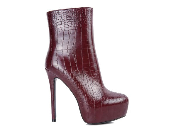 Shoes: Orion High Heeled Croc Ankle Boot