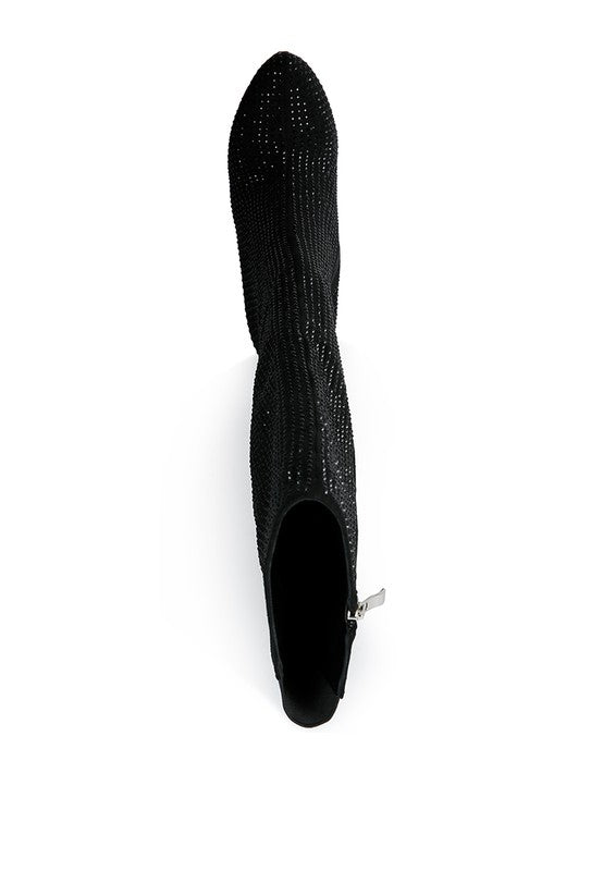 Shoes: Nebula Diamante Stiletto Calf Boots
