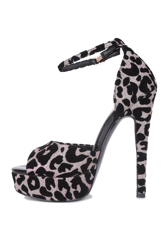 Shoes: BRIGITTE Leopard Print Peep toe Stiletto Sandal