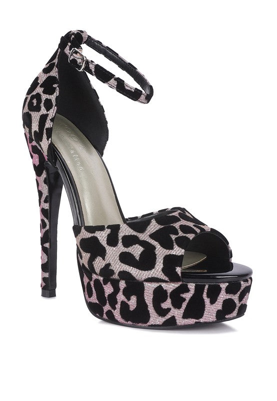 Shoes: BRIGITTE Leopard Print Peep toe Stiletto Sandal