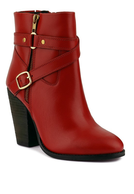 C. CAT TRACK Leather Heeled Ankle Boots