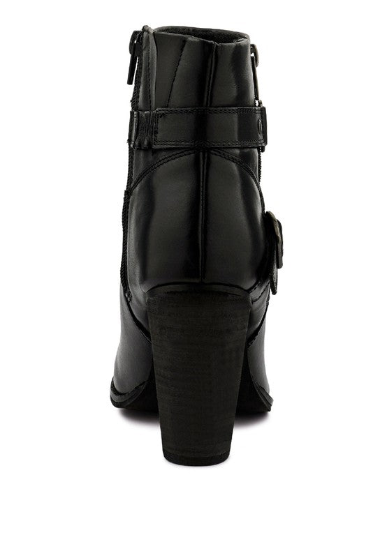 C. CAT TRACK Leather Heeled Ankle Boots