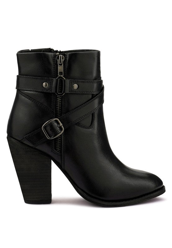 C. CAT TRACK Leather Heeled Ankle Boots