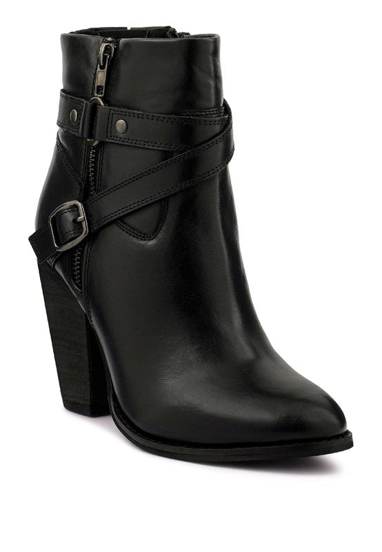 C. CAT TRACK Leather Heeled Ankle Boots
