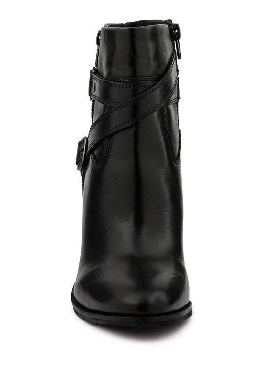C. CAT TRACK Leather Heeled Ankle Boots