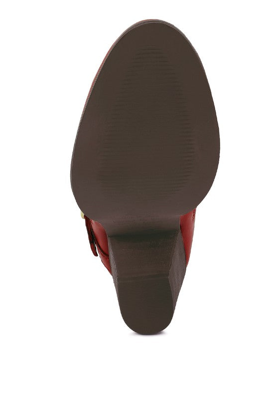 C. CAT TRACK Leather Heeled Ankle Boots