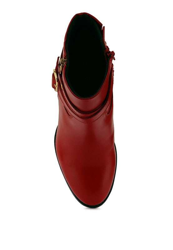 C. CAT TRACK Leather Heeled Ankle Boots