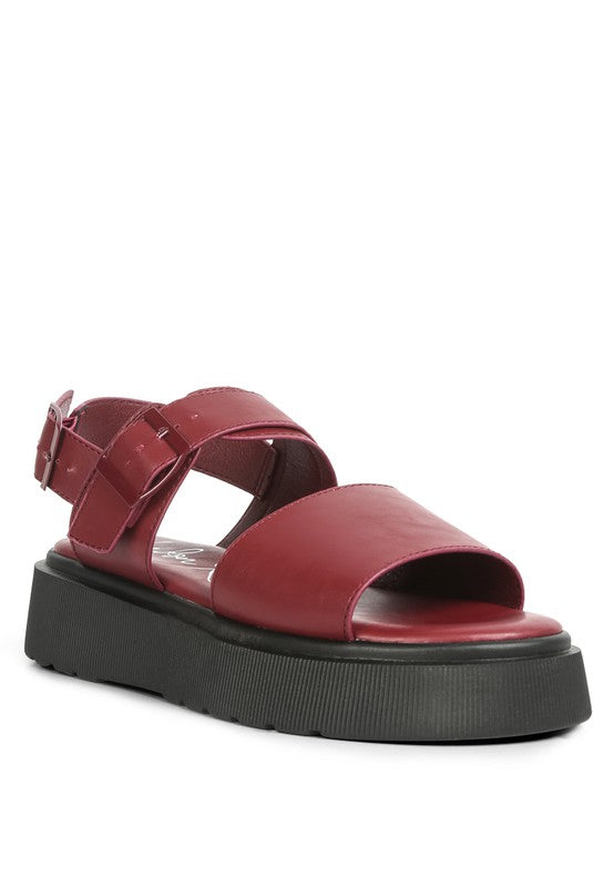 Shoes: GLADEN Pin Buckle Platform Sandals