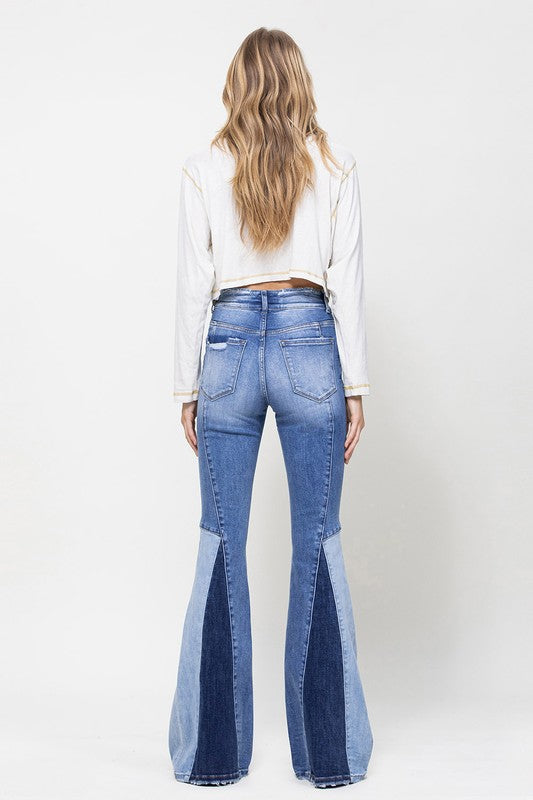 Jeans: HIGH RISE SUPER FLARE W PANEL