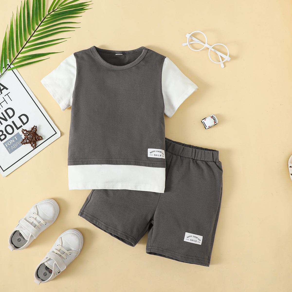 Kids: Round Neck Short Sleeve Top and Shorts Set
