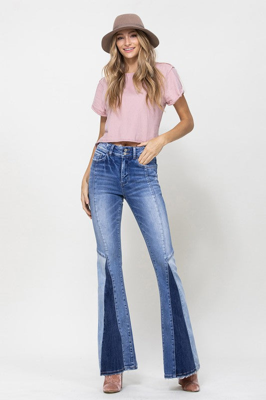 Jeans: HIGH RISE SUPER FLARE W PANEL