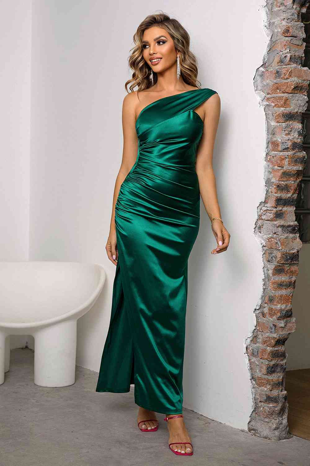 Dresses: One-Shoulder Slit Maxi Dress