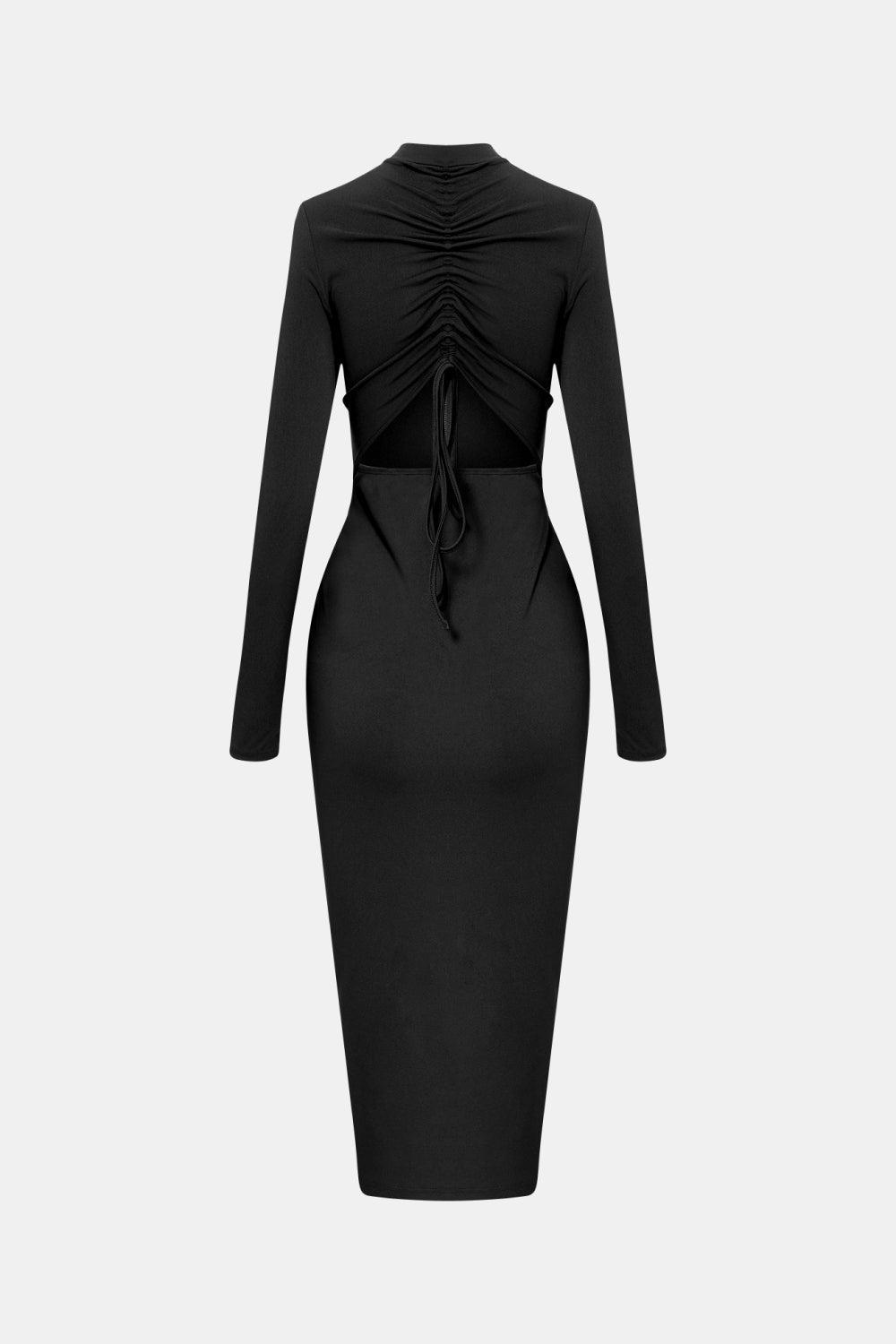 Dress: Zip Up Cutout Drawstring Detail Dress