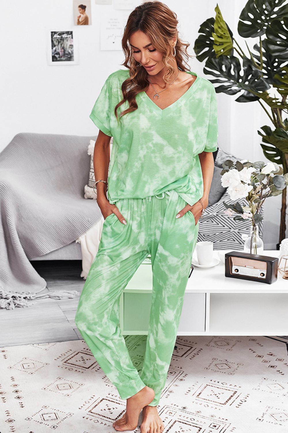 Lounge: Tie-Dye V-Neck Tee and Joggers Lounge Set