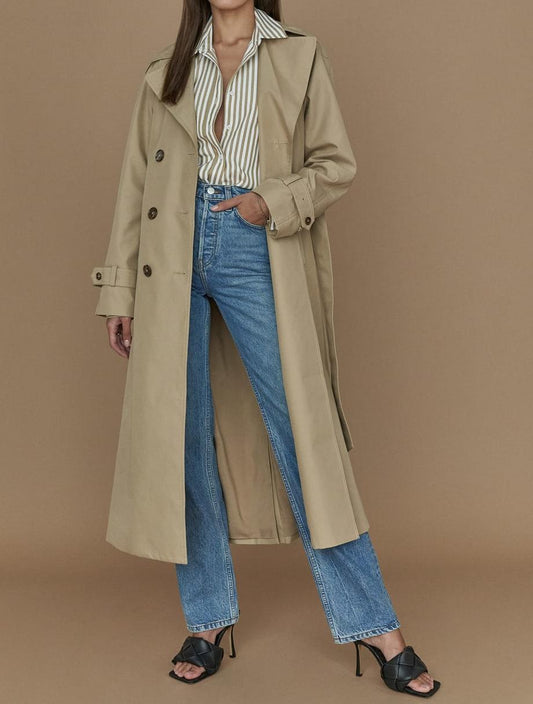 Coats: Fall Classic Double-Breasted Large Collared Slimming Extended Trench Coat