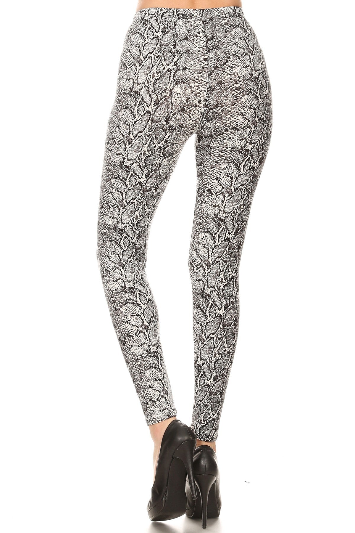 Leggings: Snakeskin Print, Full Length, High Waisted Leggings In A Fitted Style With An Elastic Waistband