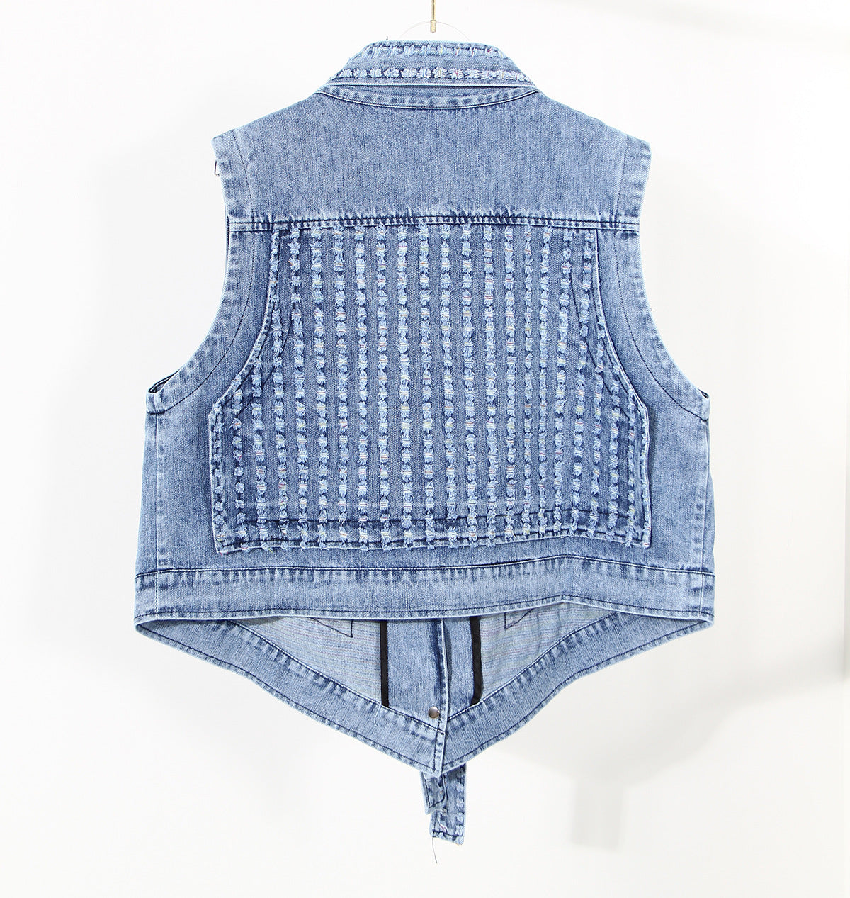 Jackets: Denim Zipper Off The Shoulder Two Way Removable Sleeves