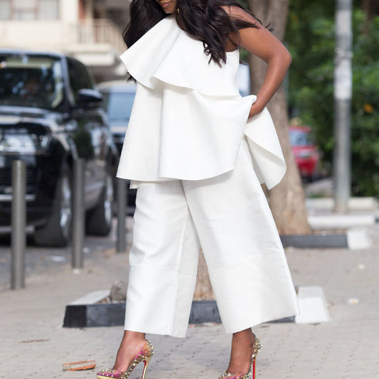 Women Clothes Loose Cool Top Wide Leg Pants Two Piece Suit