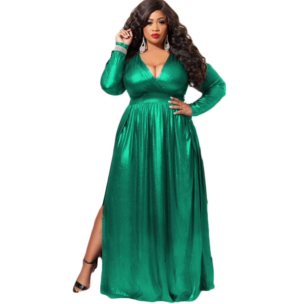 Plus Size Solid Color Sexy Women Clothing Dress
