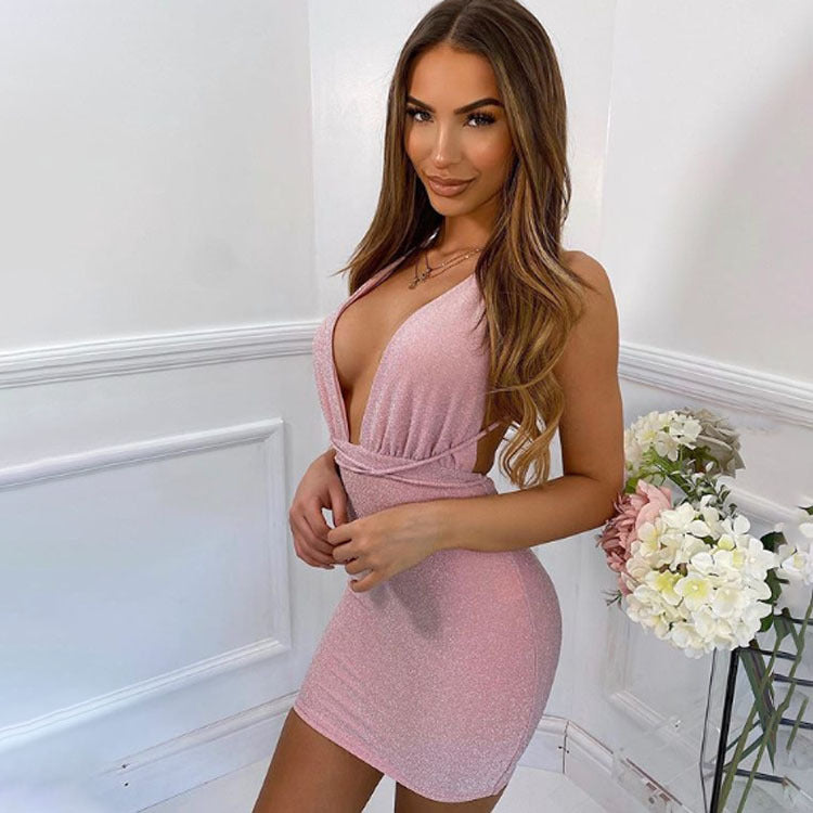 Sexy Bodycon Party Women Women V-neck Lace up Sexy Dress for Women