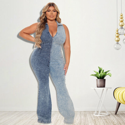 Plus Size: Denim Jumpsuit