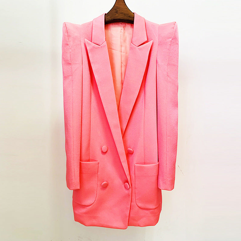 Suit: Double Breasted Long Two Piece Set Blazer