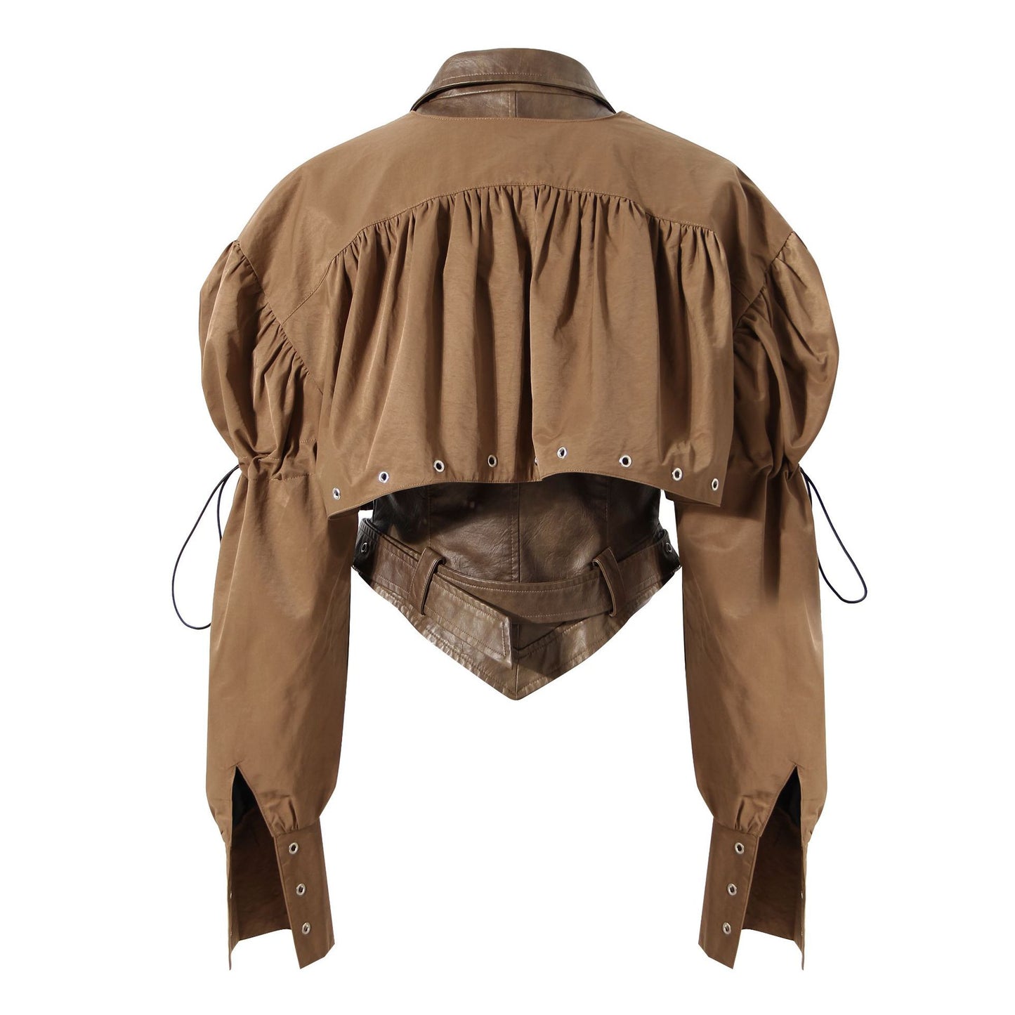 Jacket: Niche Design Two Piece Coat Spring Cloak Stitching Leather