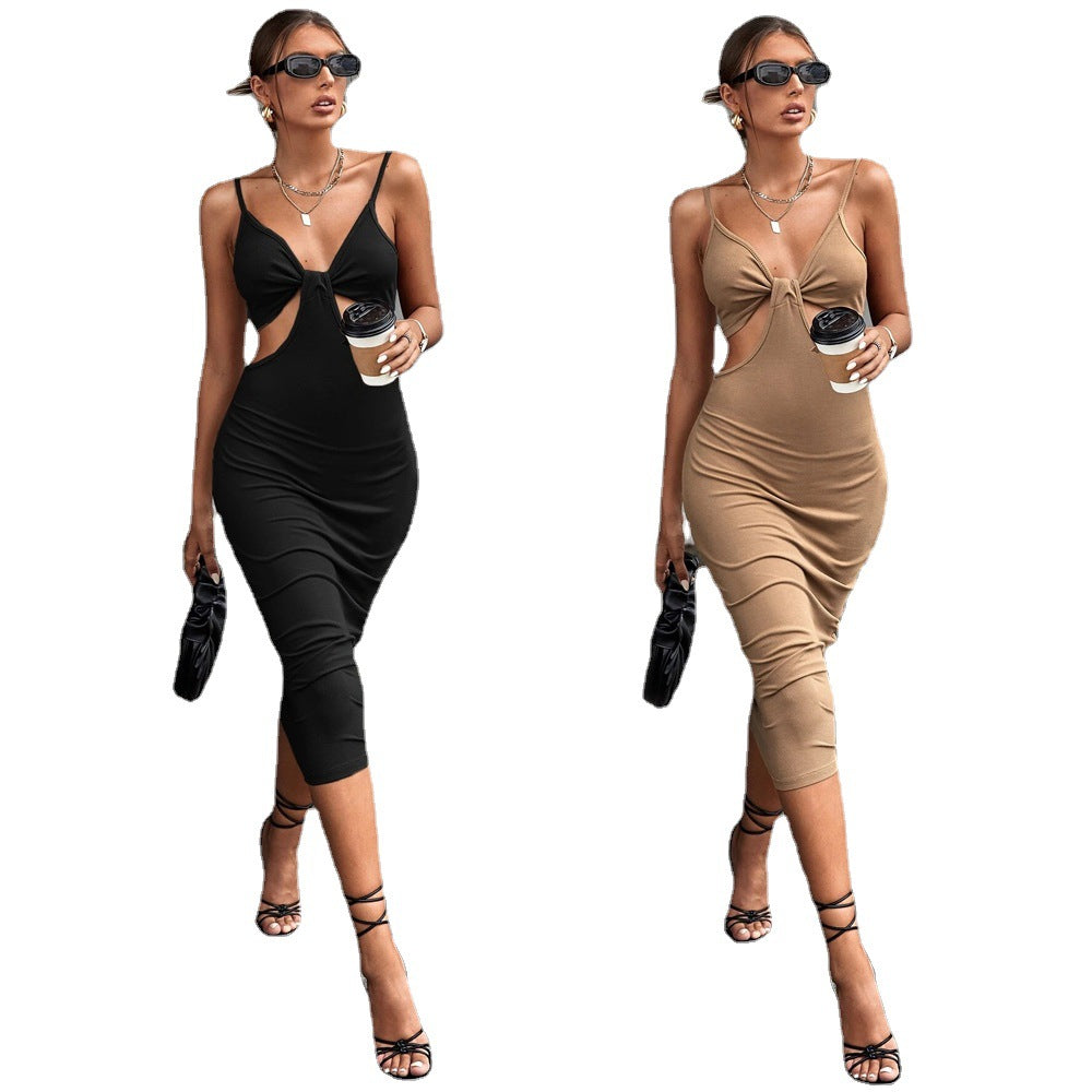 Clubwear: Sleeveless Backless Dress Hollow Out Cutout Sling Hip