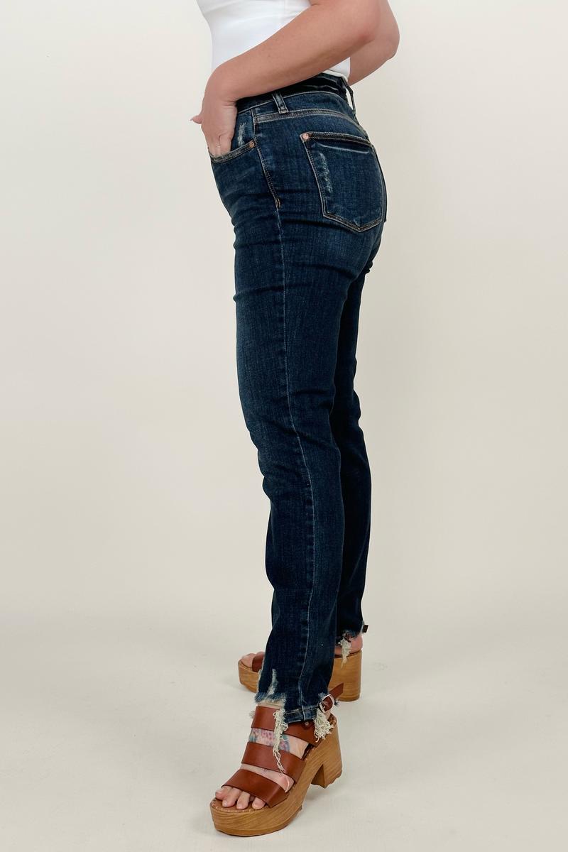 Jeans: Judy Blue Mid-Rise Chopped Hem Relaxed Skinny Jeans