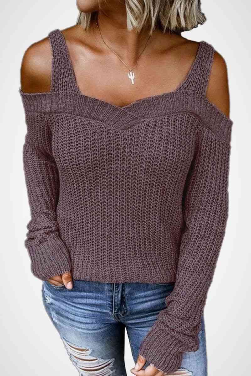 Tops: Long Sleeve Cold Shoulder Sweater