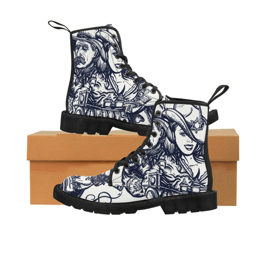 Shoes: Western Style Pattern Canvas Boot