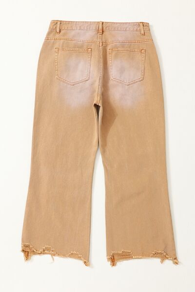 Jeans: Distressed Raw Hem Jeans with Pockets