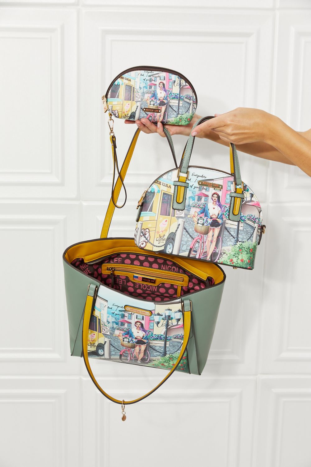 Handbags: Nicole Lee USA Around The World Handbag Set