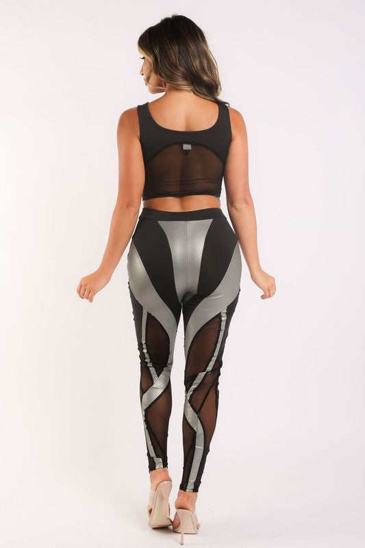 Leggings Set: Fitness Cut Out Detailed Top and Leggings Set