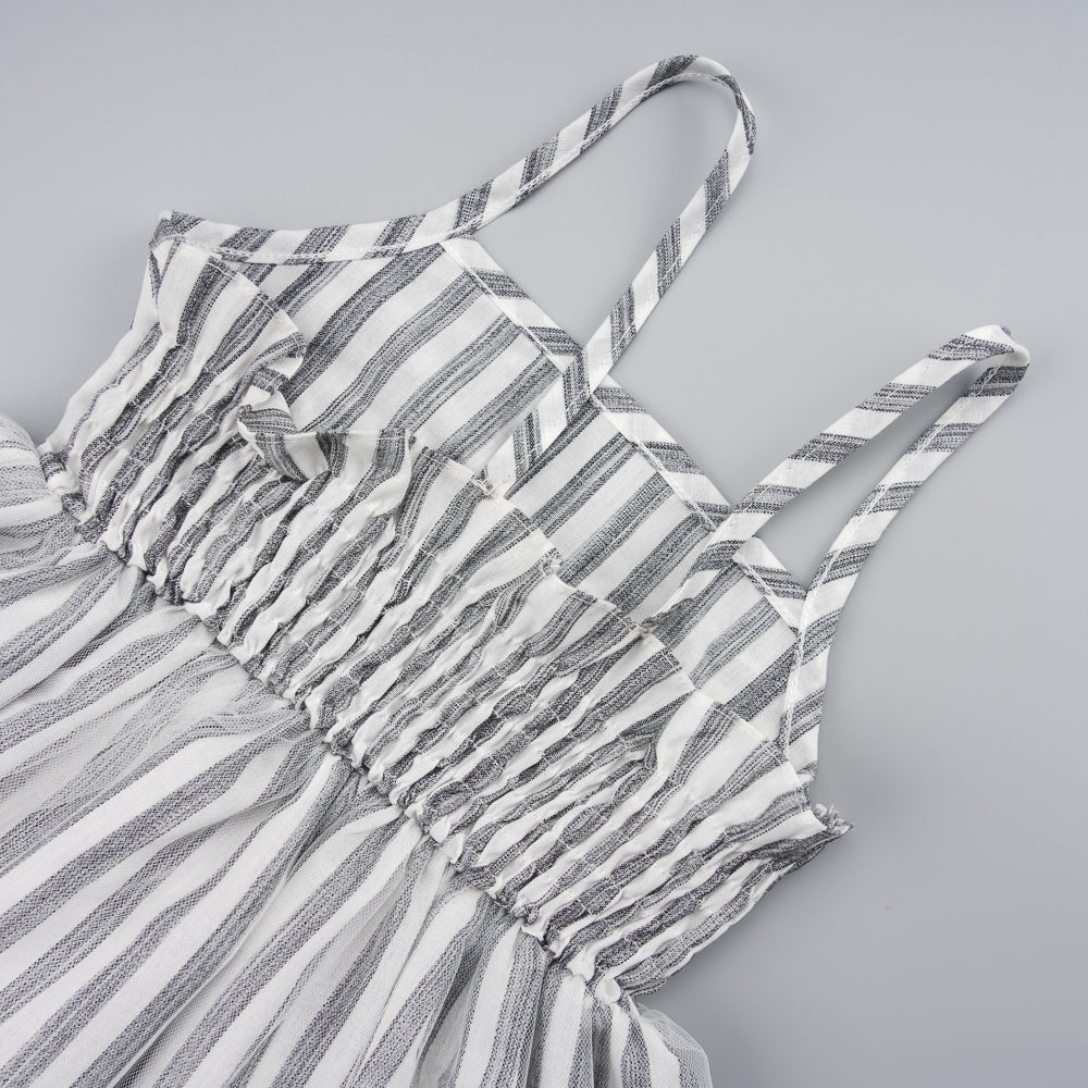 Kids: Striped Bow Detail Spaghetti Strap Dress